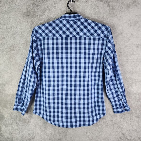 Men's Marc Ecko Shirt Blue Checkered Button-Up Long Sleeve Size XL - Picture 8 of 11